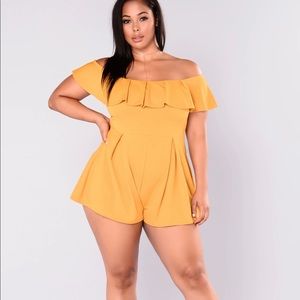 Fashion nova “In my feelings” romper - mustard